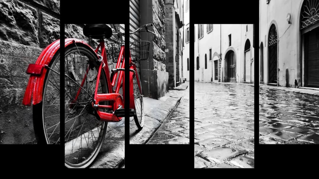 Red Bicycle Street – 5 Panels Up & Down