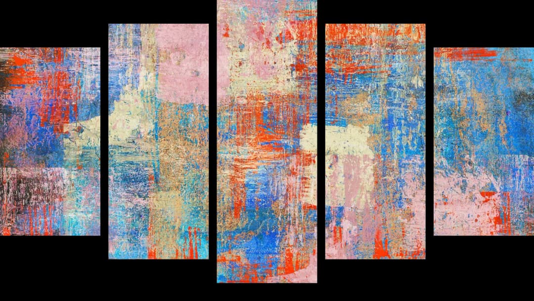 Red Blue Textured Abstract – 5 Panels Hierarchy