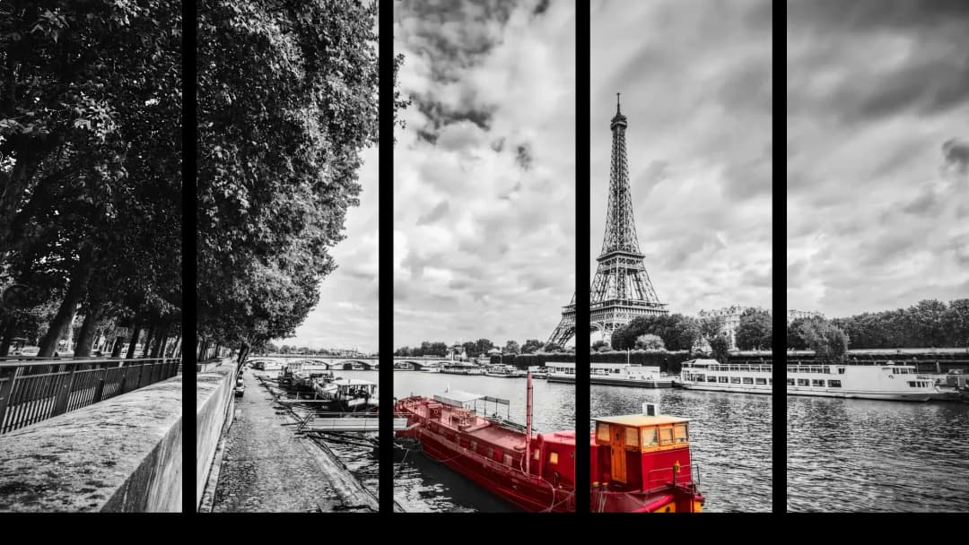 Red Boat Seine River – 5 Panels Straight