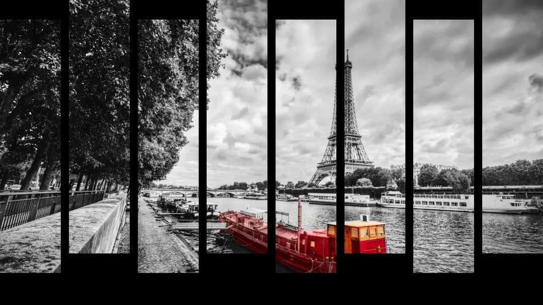 Red Boat Seine River – 8 Panels Up & Down