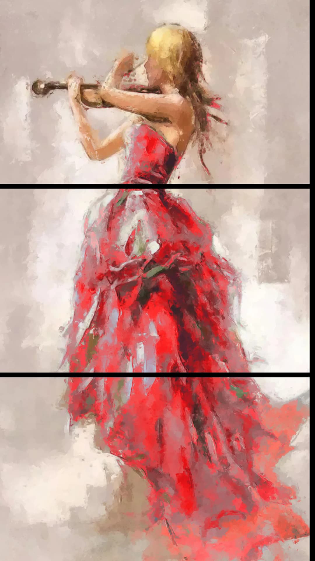Red Gown Violinist – 3 Panels