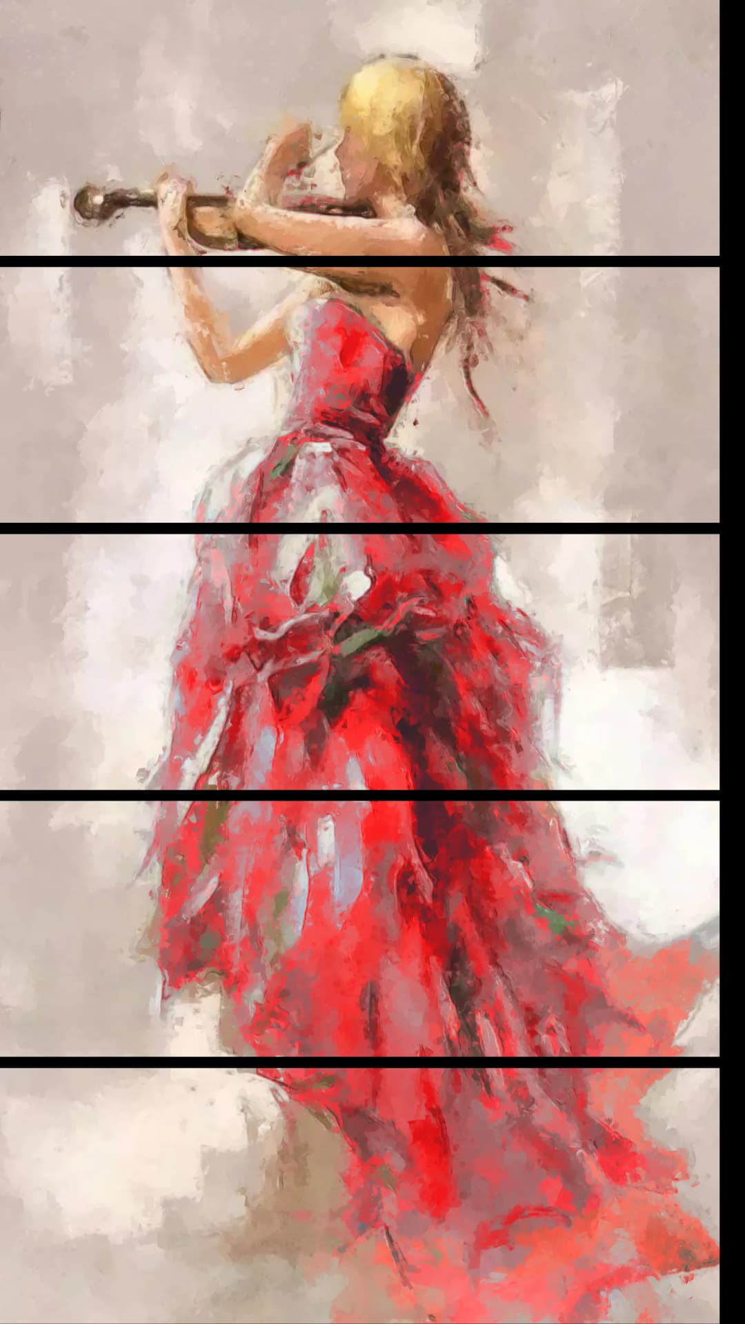 Red Gown Violinist – 5 Panels Straight