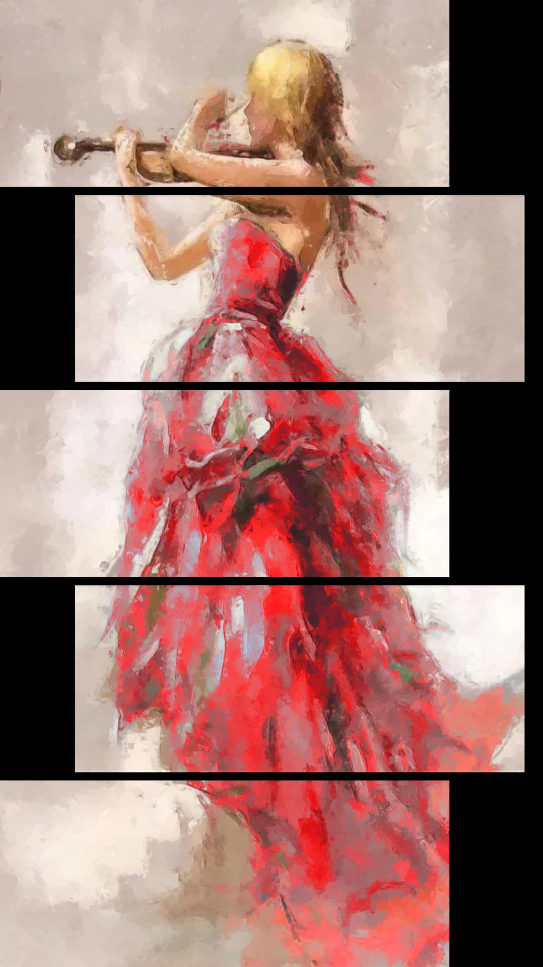 Red Gown Violinist – 5 Panels Up & Down