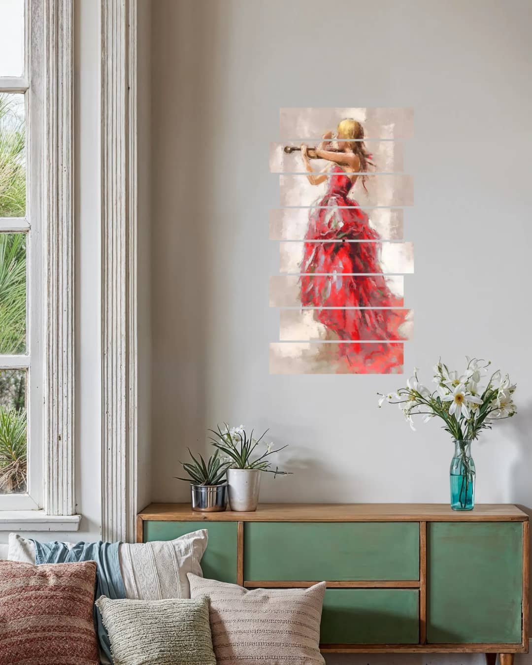 Red Gown Violinist – 8 Panels Up & Down