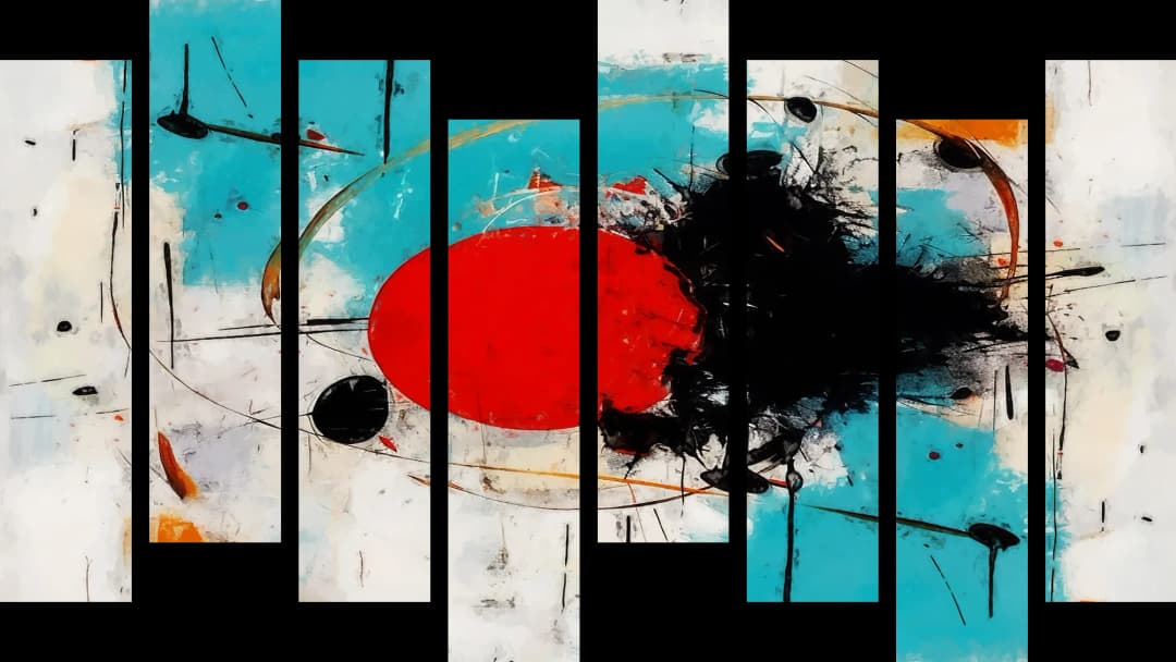 Red Oval Teal Splatter – 8 Panels Hierarchy