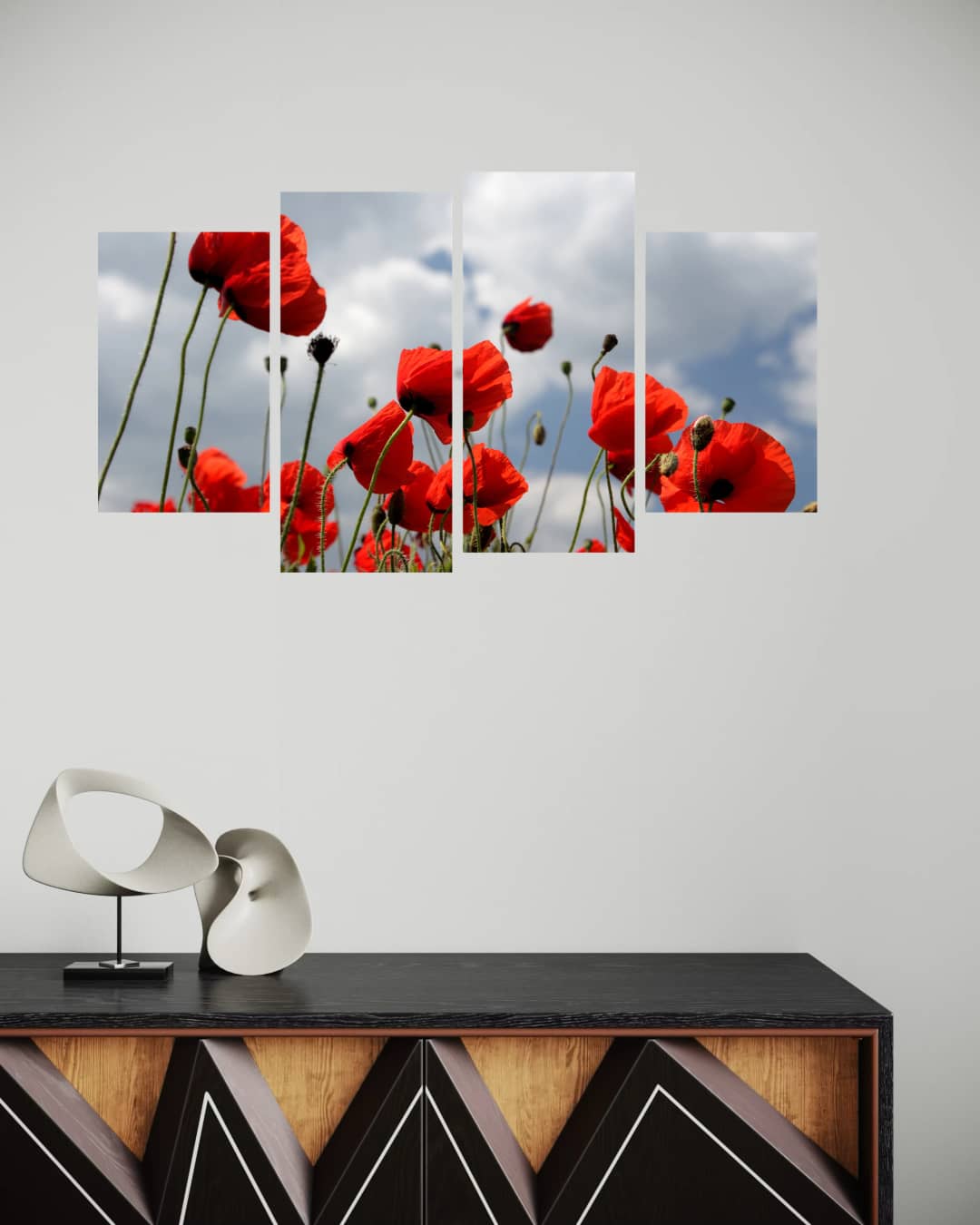 Red Poppies Sky – 4 Panels