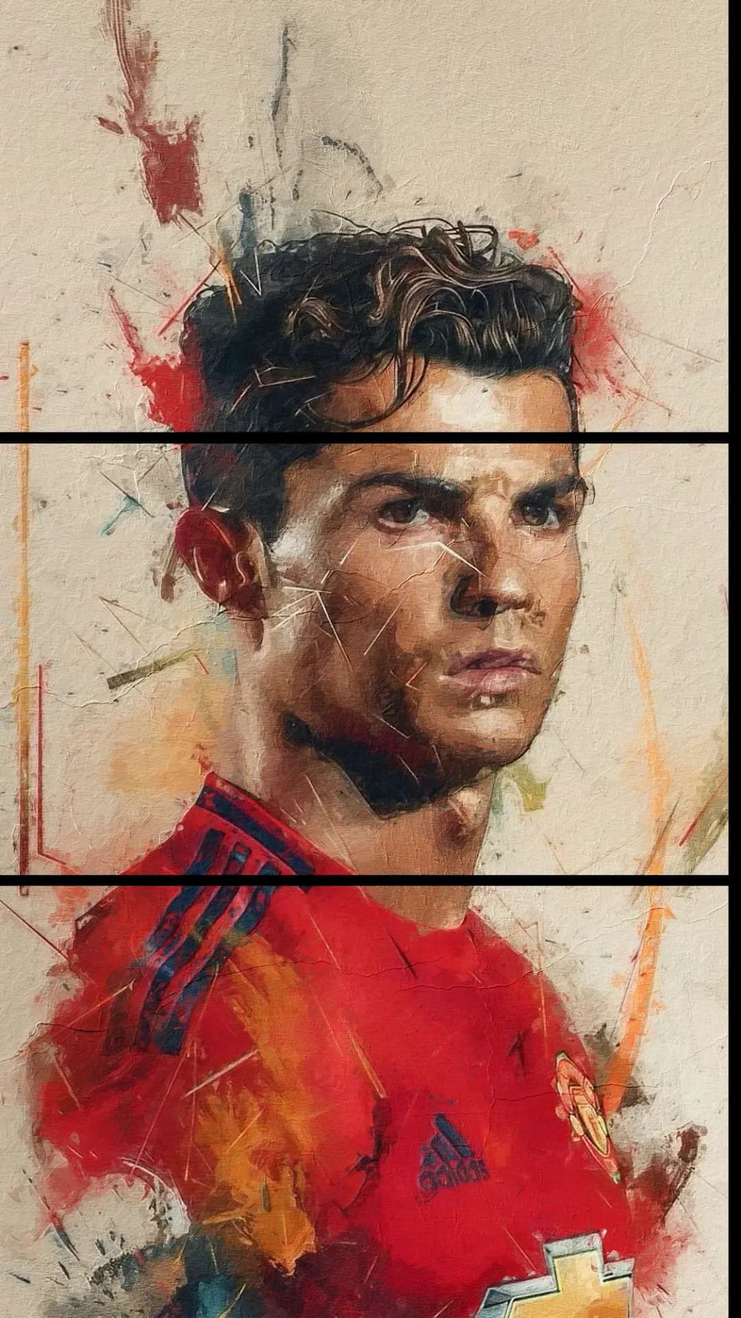 Ronaldo Painted Manchester Portrait – 3 Panels
