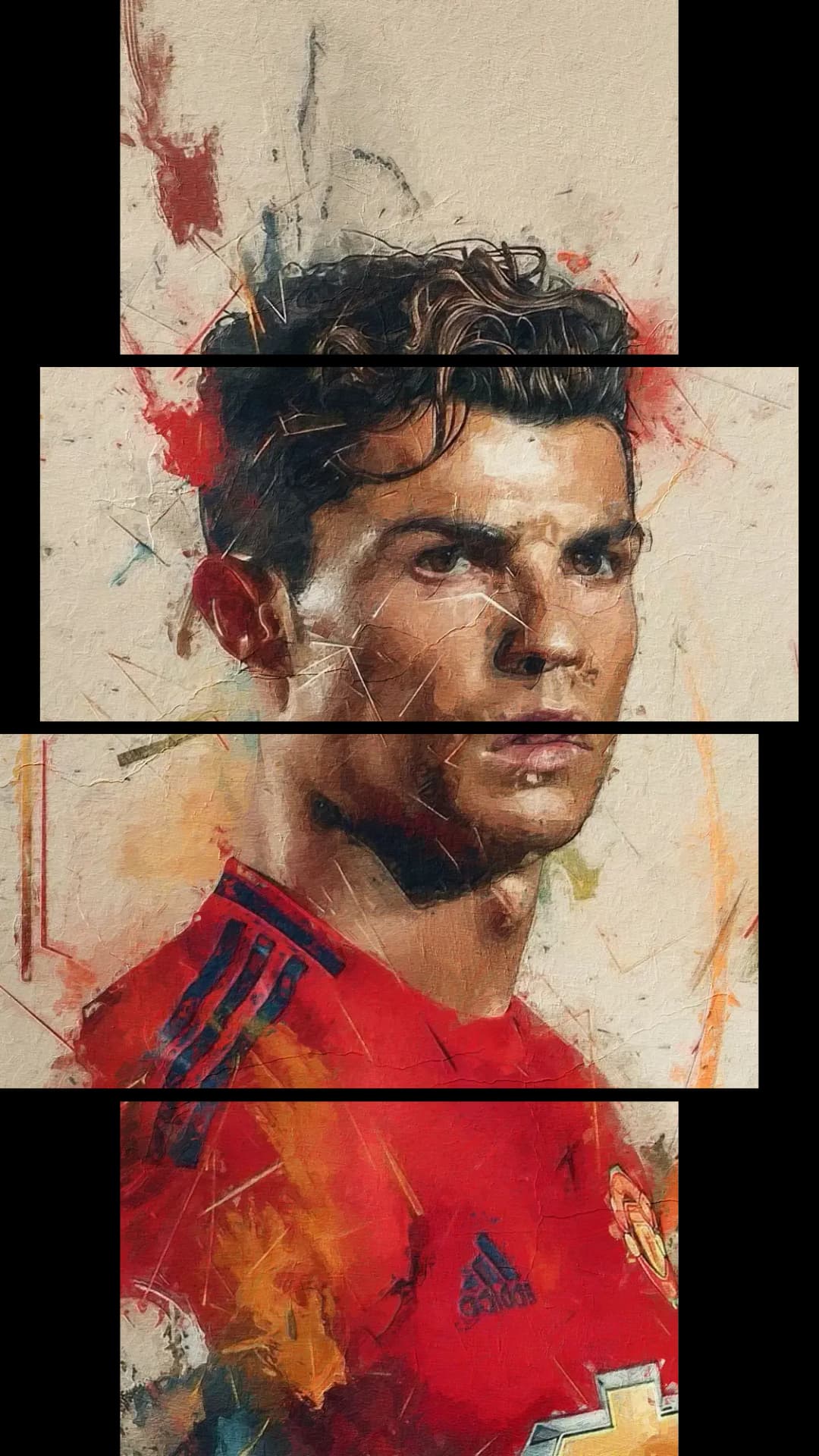 Ronaldo Painted Manchester Portrait – 4 Panels