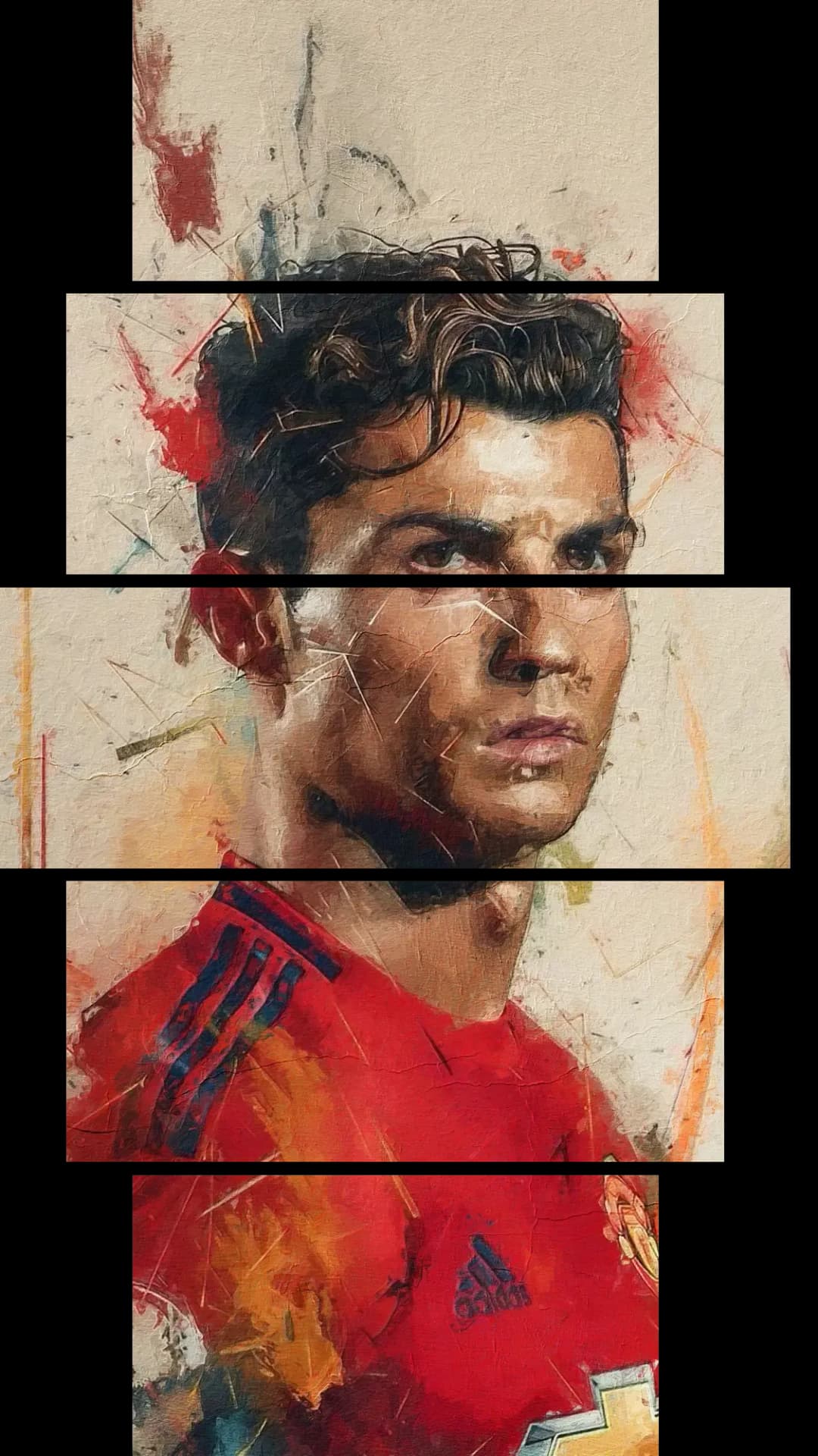 Ronaldo Painted Manchester Portrait – 5 Panels Hierarchy