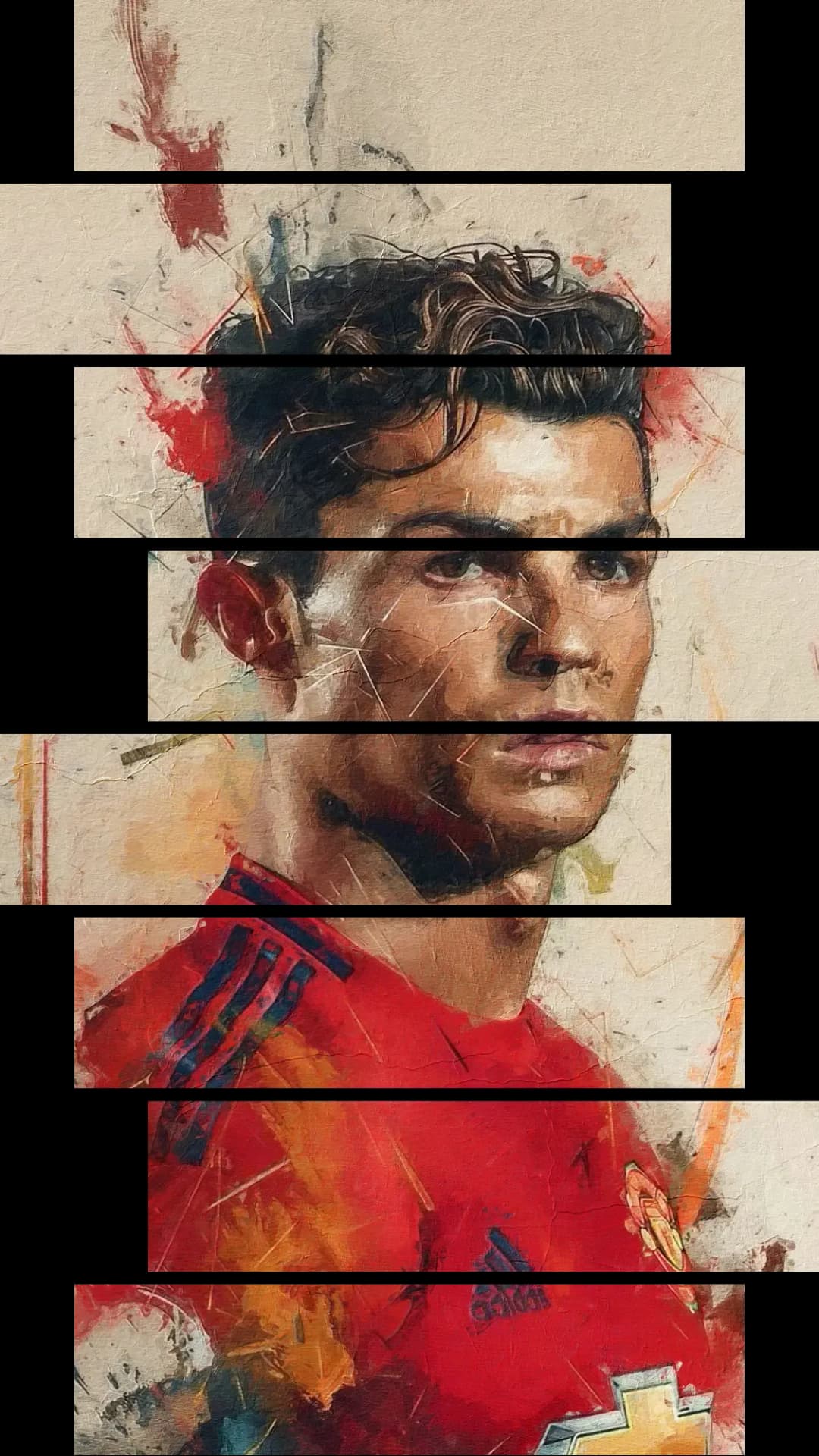Ronaldo Painted Manchester Portrait – 8 Panels Hierarchy