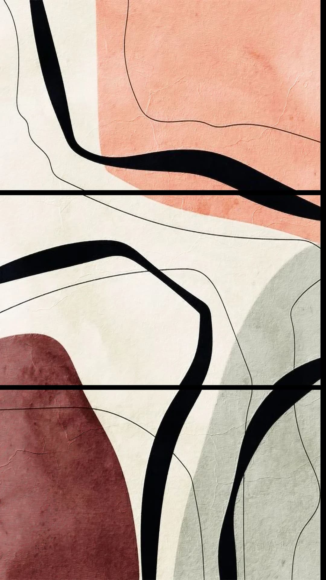 Rosy Curved Lines – 3 Panels