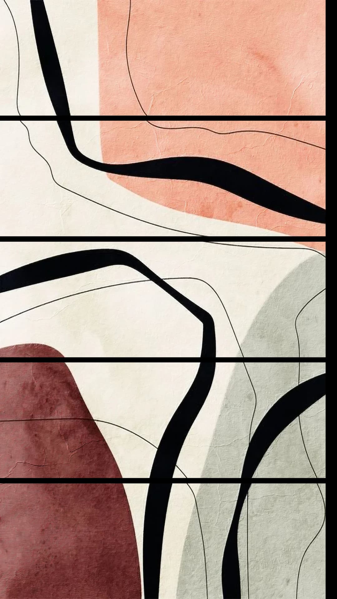 Rosy Curved Lines – 5 Panels Straight