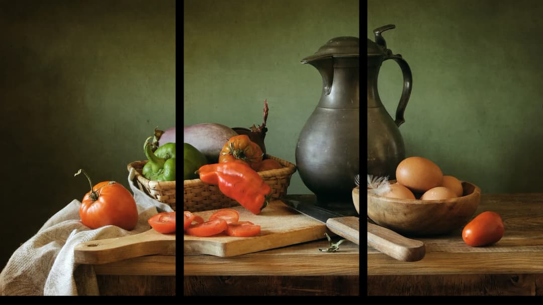 Rustic Kitchen Still Life – 3 Panels