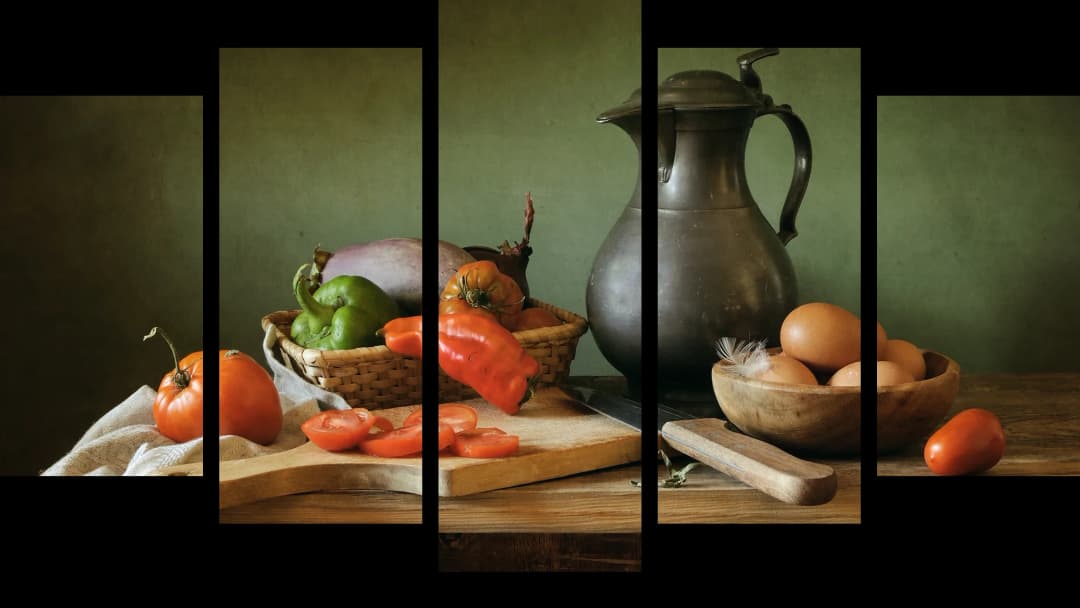 Rustic Kitchen Still Life – 5 Panels Hierarchy