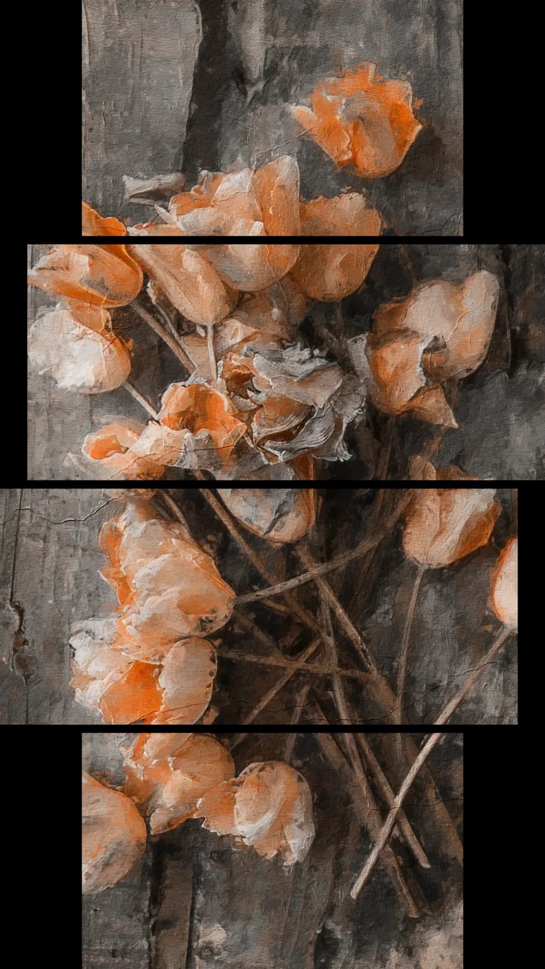 Rustic Orange Tulips – 4 Panels