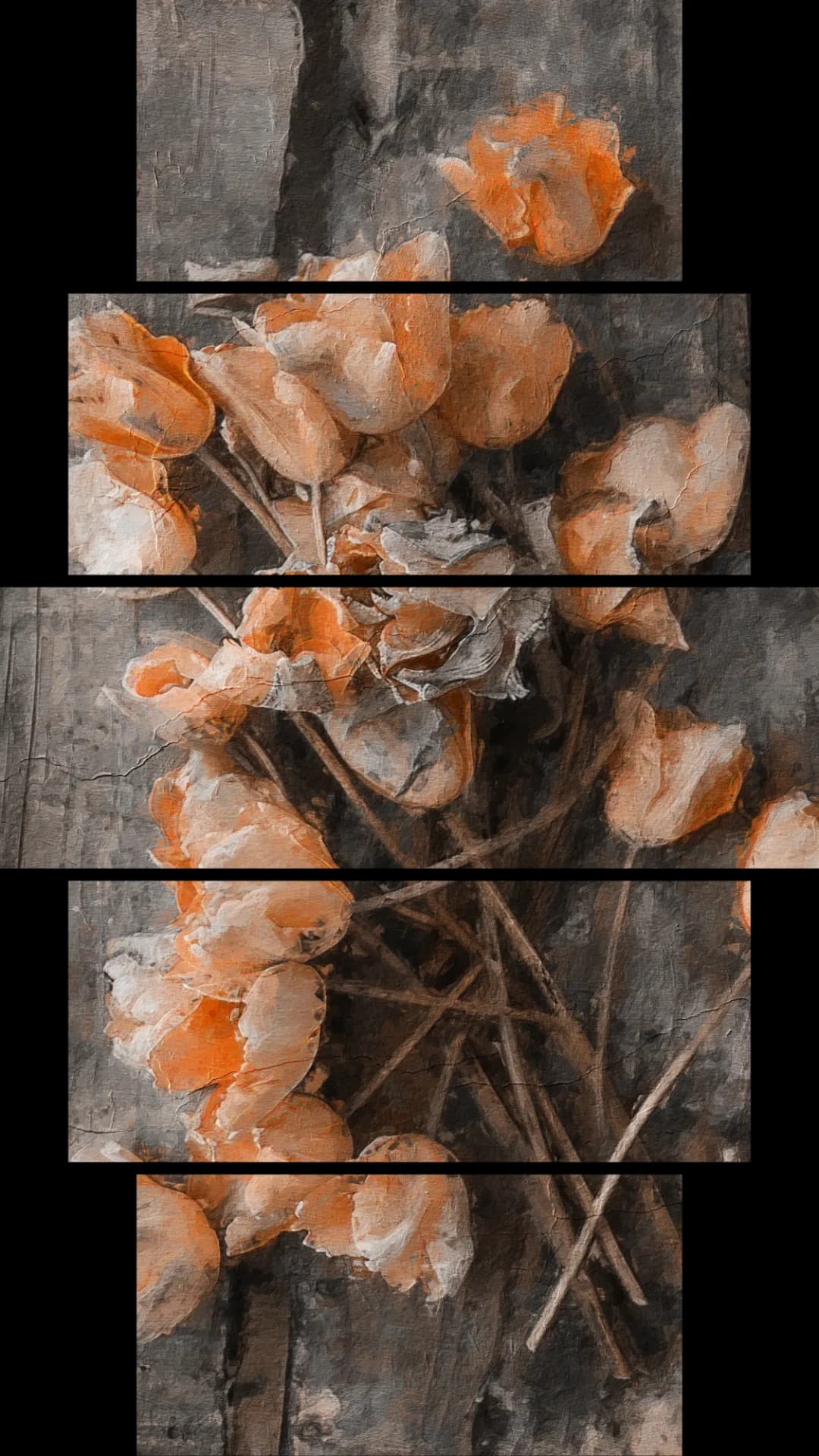 Rustic Orange Tulips – 5 Panels Hierarchy
