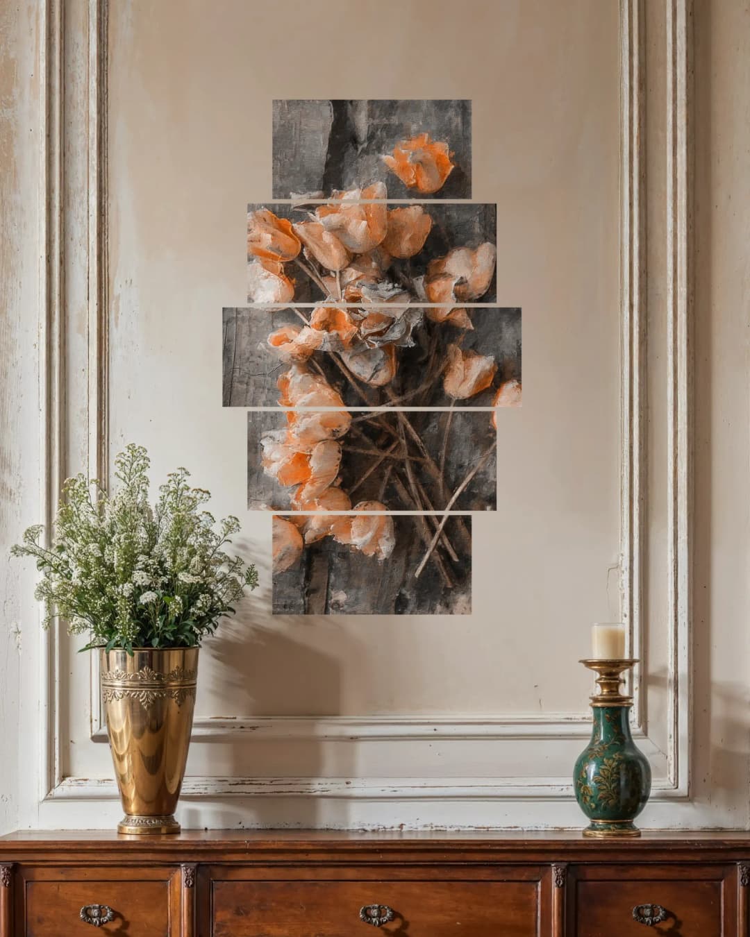 Rustic Orange Tulips – 5 Panels Hierarchy