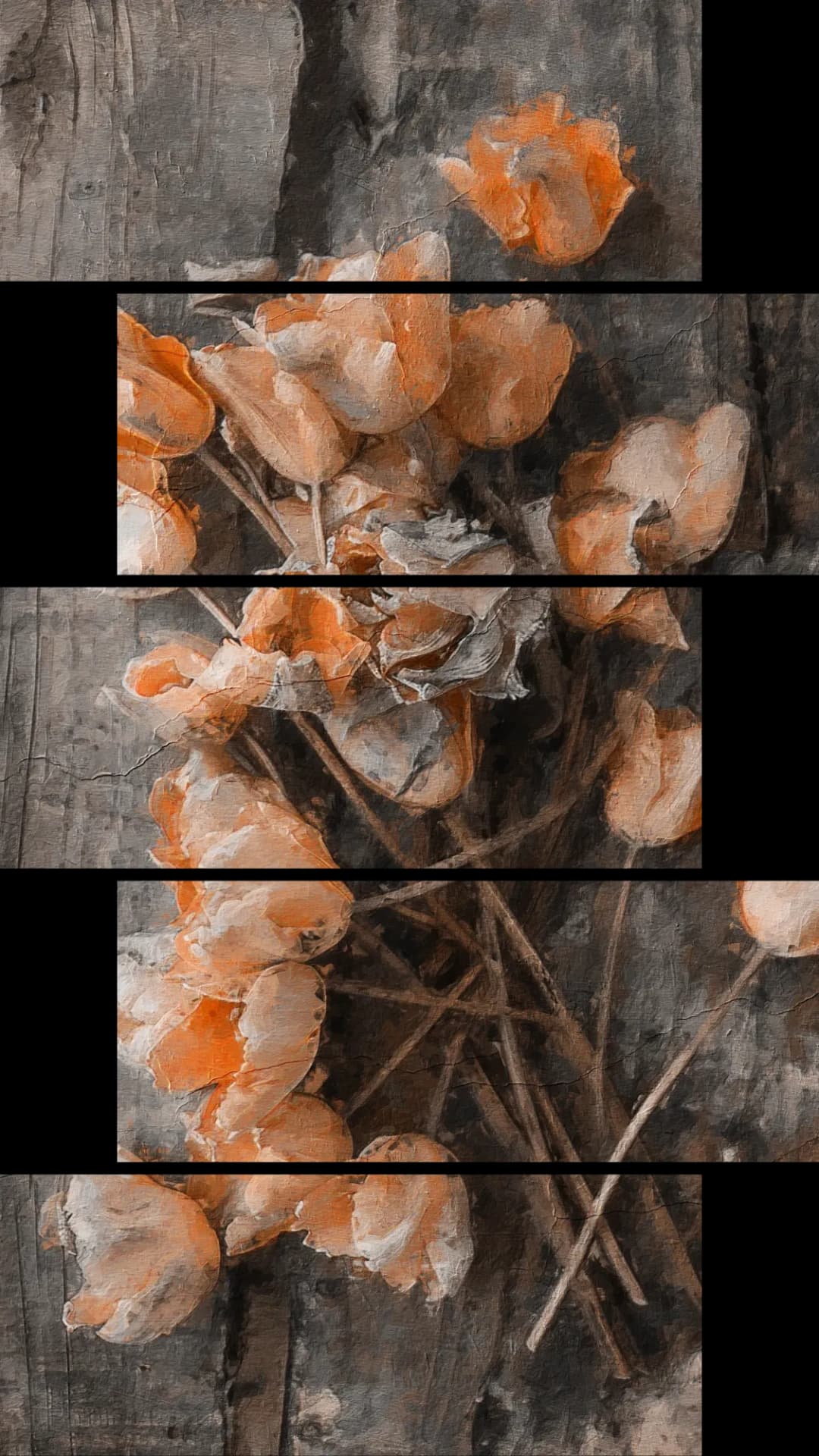 Rustic Orange Tulips – 5 Panels Up & Down