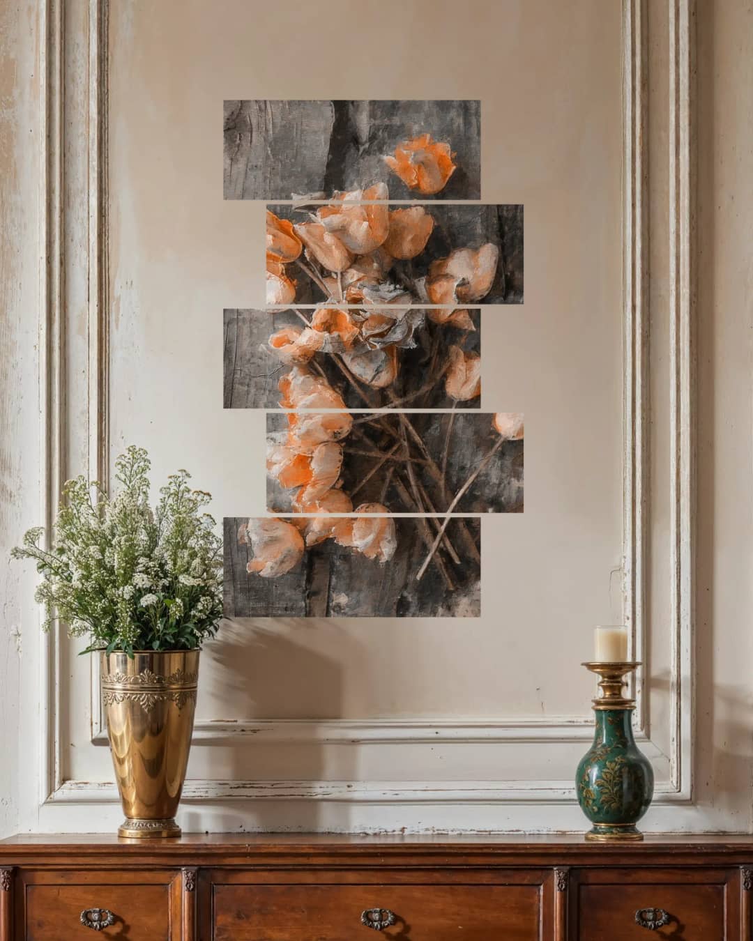Rustic Orange Tulips – 5 Panels Up & Down