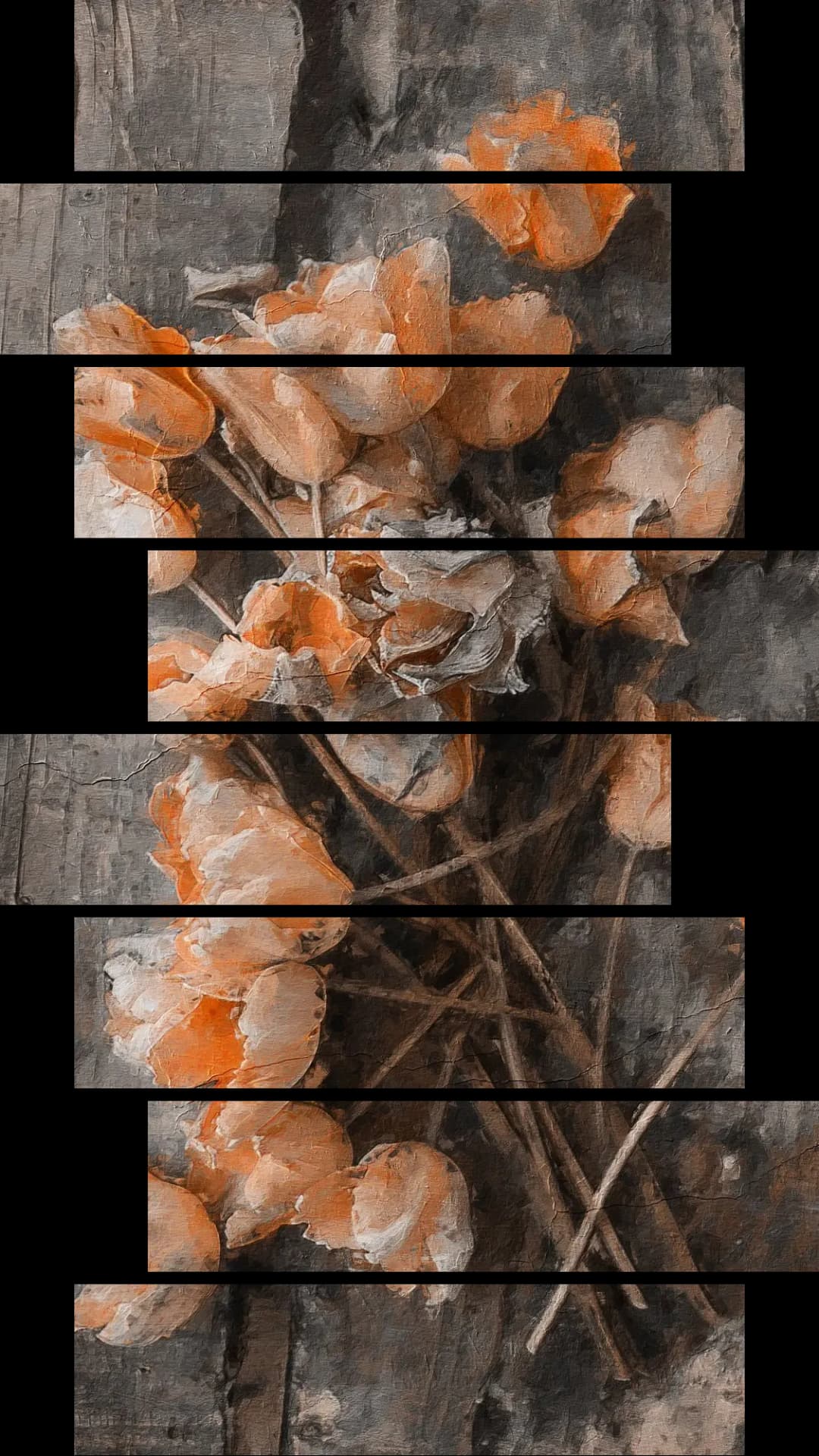 Rustic Orange Tulips – 8 Panels Hierarchy