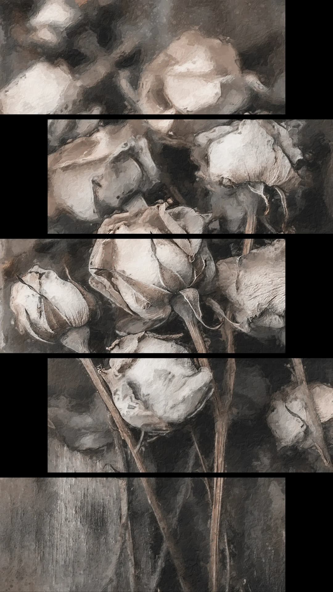 Sepia Dried Roses – 5 Panels Up & Down