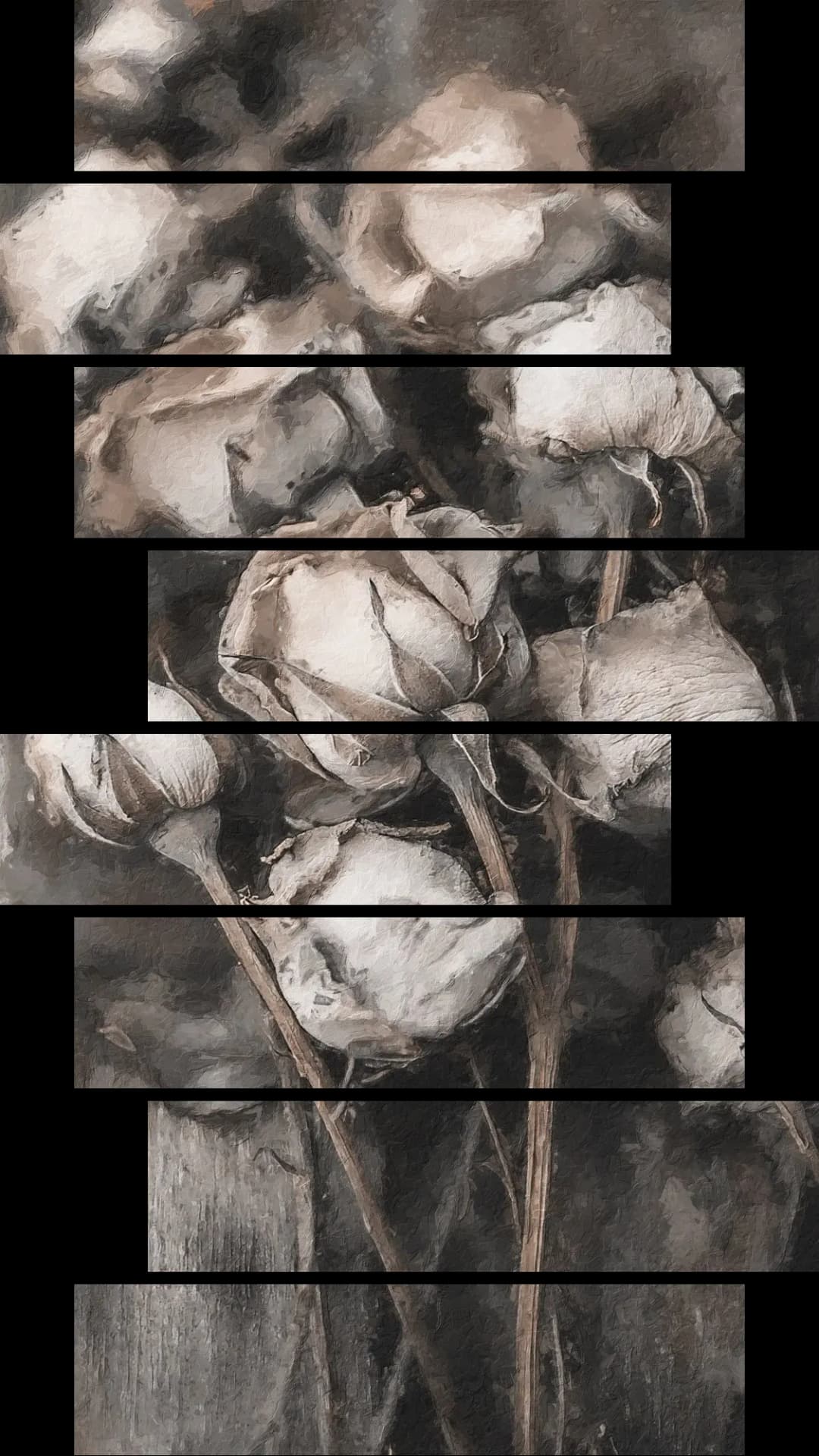 Sepia Dried Roses – 8 Panels Hierarchy