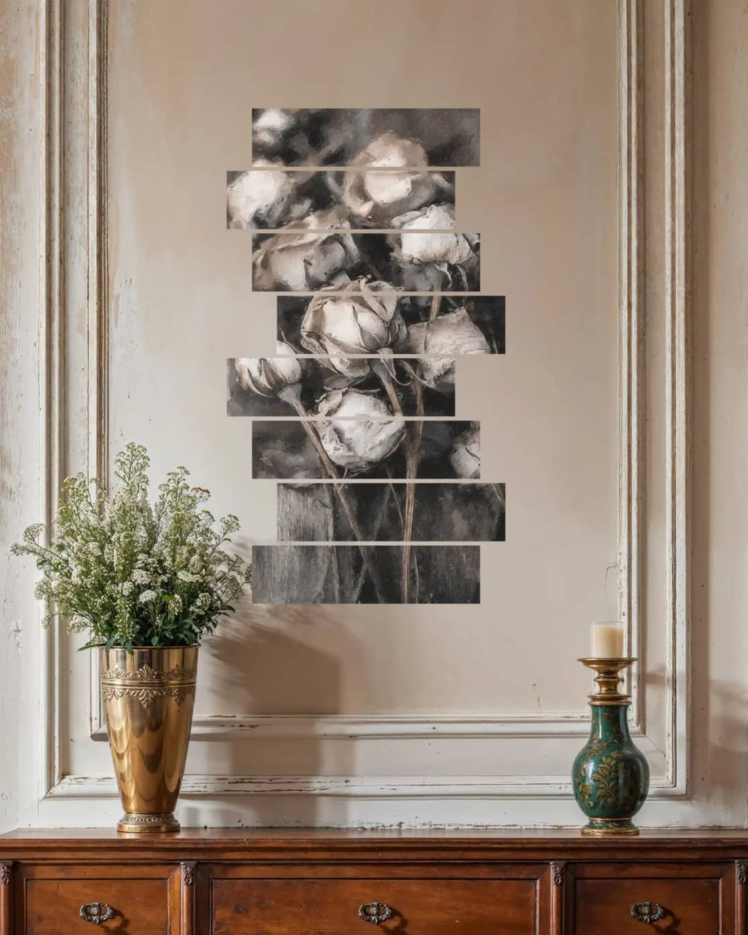 Sepia Dried Roses – 8 Panels Hierarchy