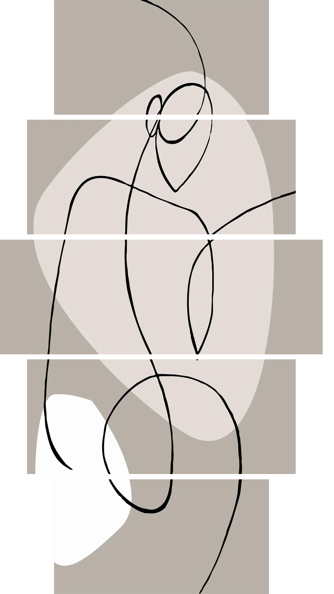 Single Line Figure Art – 5 Panels Hierarchy