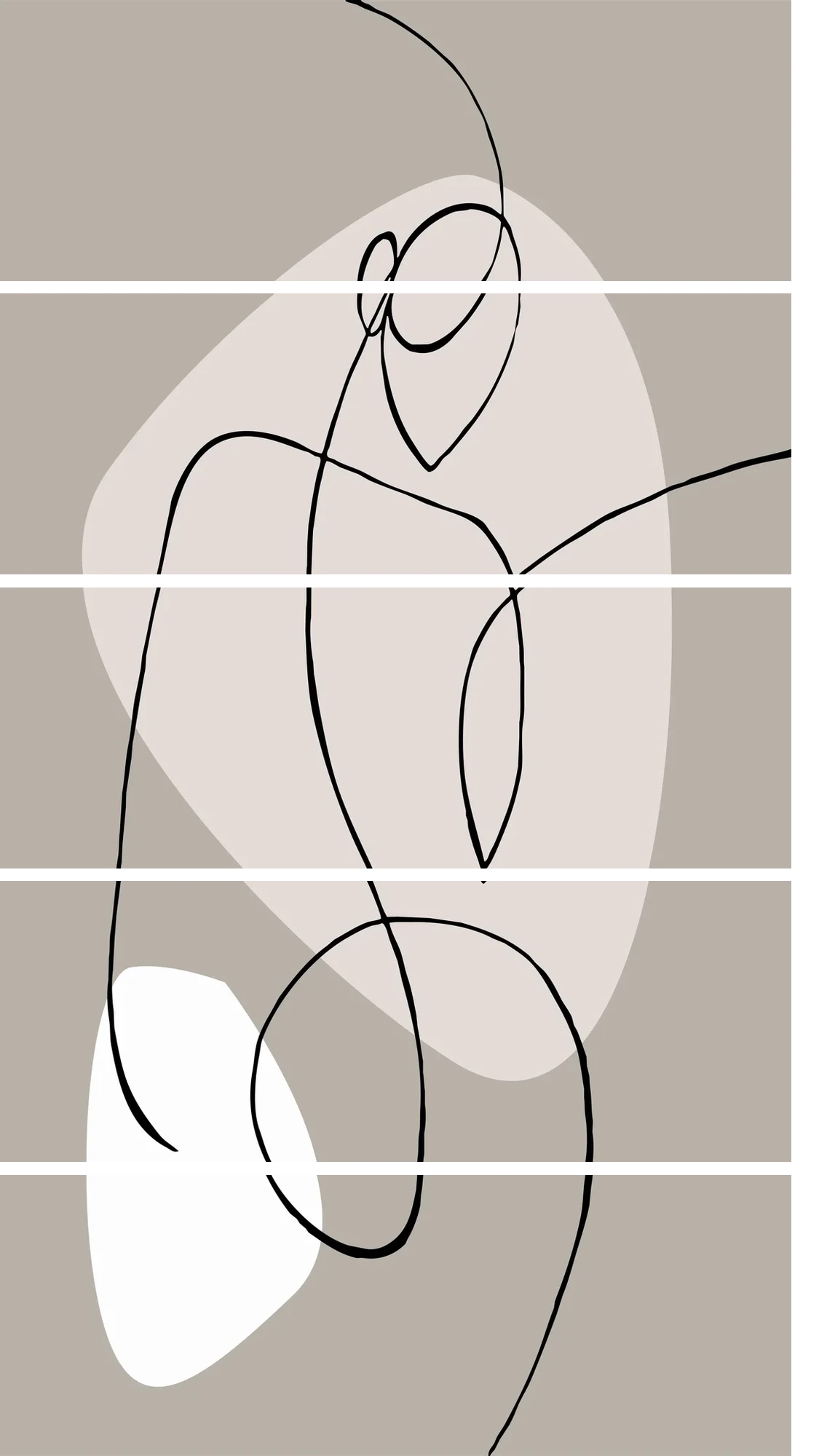 Single Line Figure Art – 5 Panels Straight