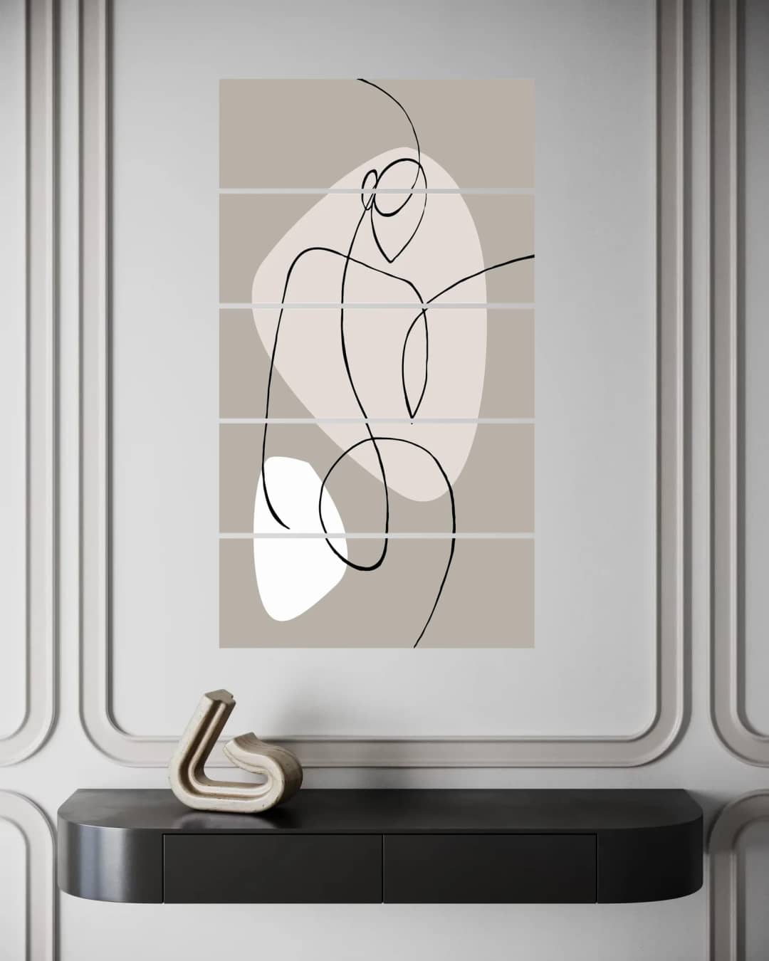 Single Line Figure Art – 5 Panels Straight