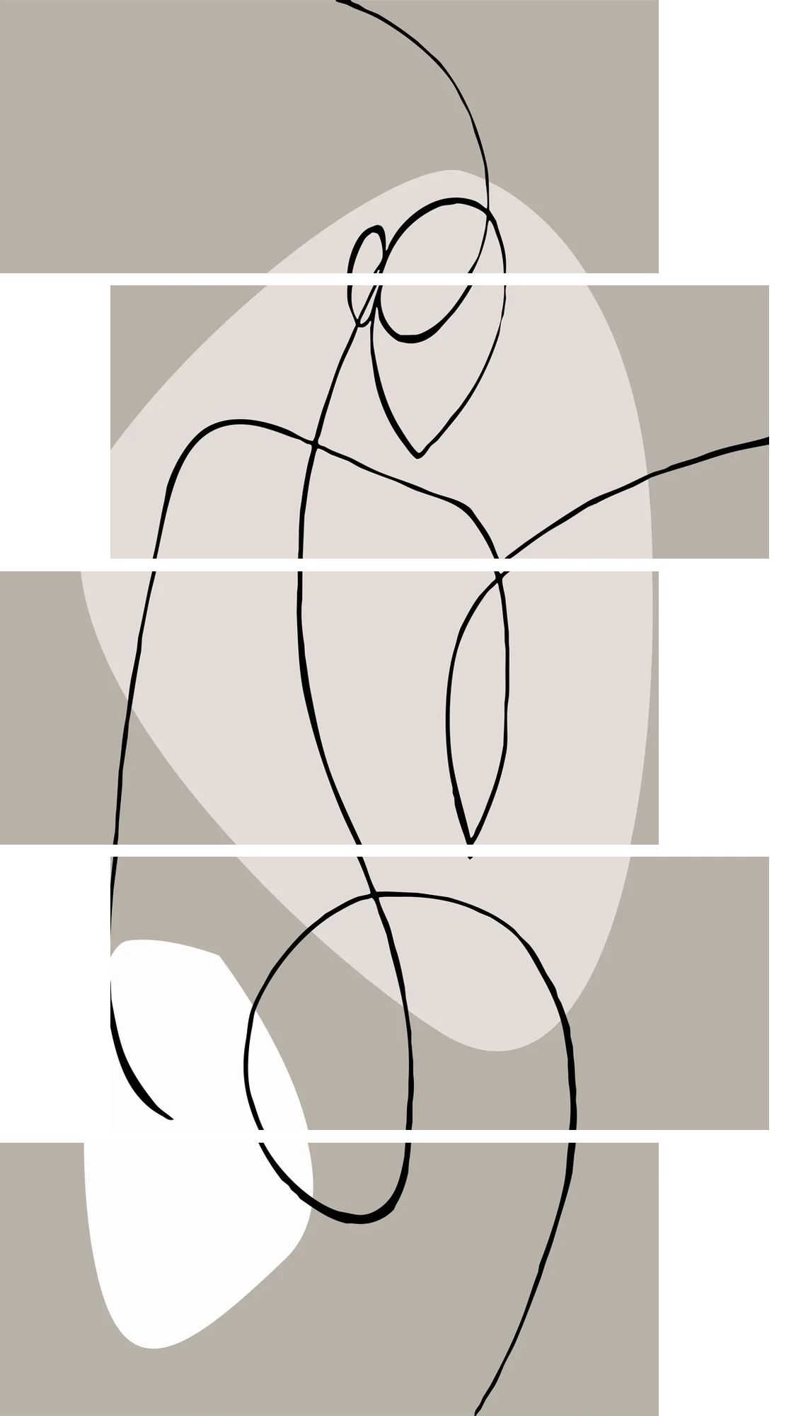 Single Line Figure Art – 5 Panels Up & Down