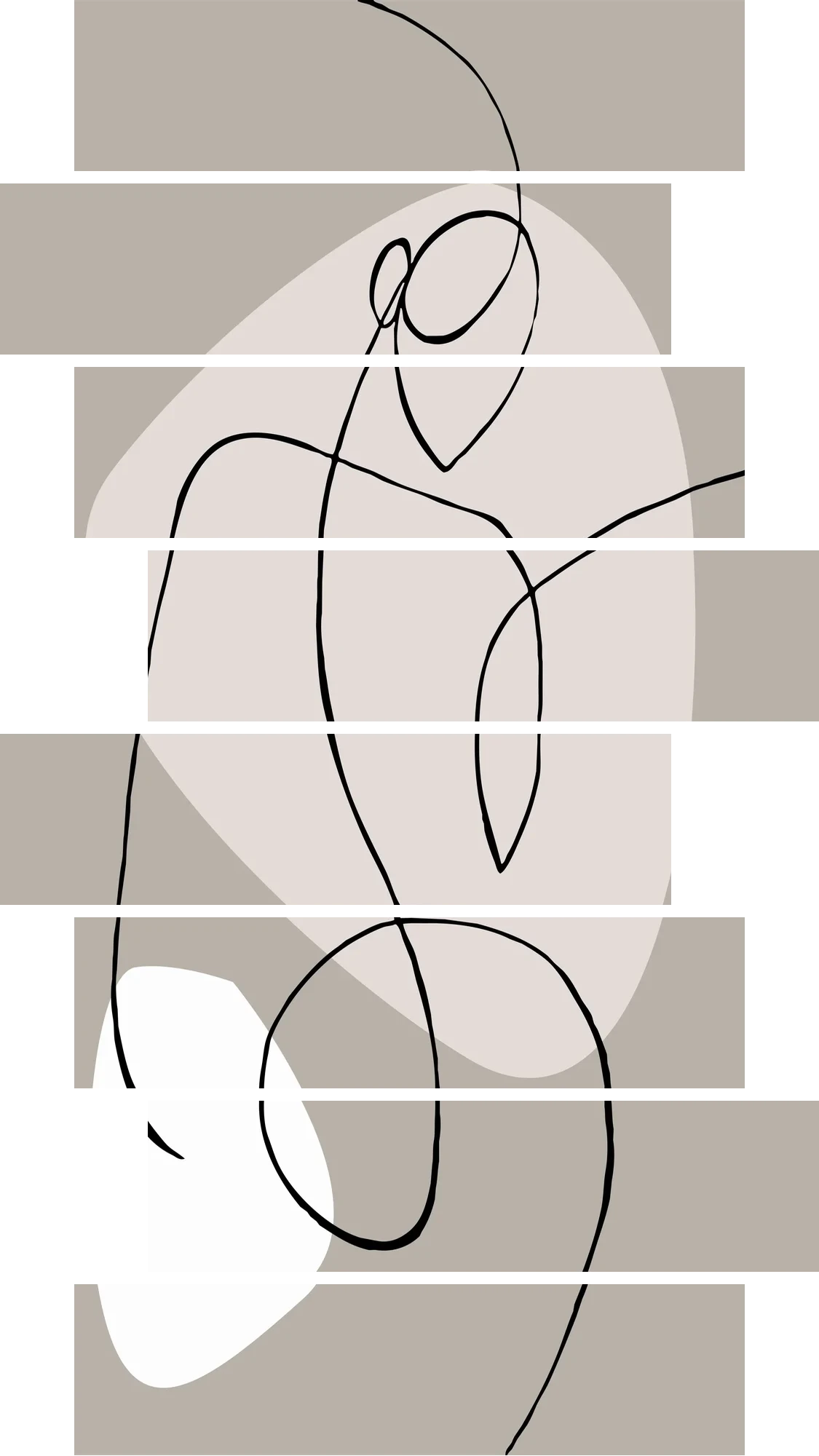 Single Line Figure Art – 8 Panels Hierarchy