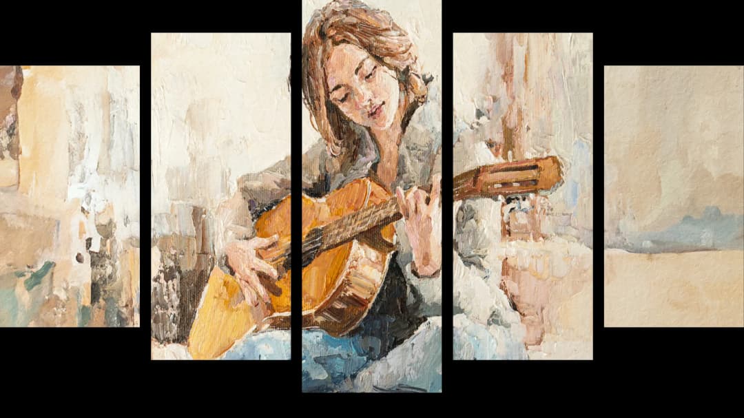 Smiling Guitar Player – 5 Panels Hierarchy