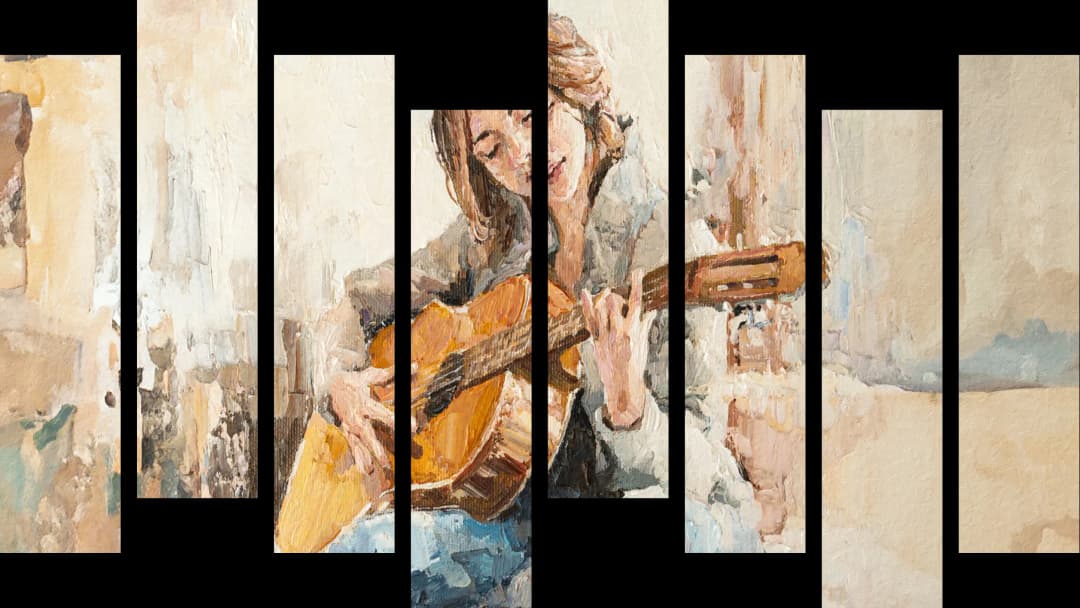 Smiling Guitar Player – 8 Panels Hierarchy