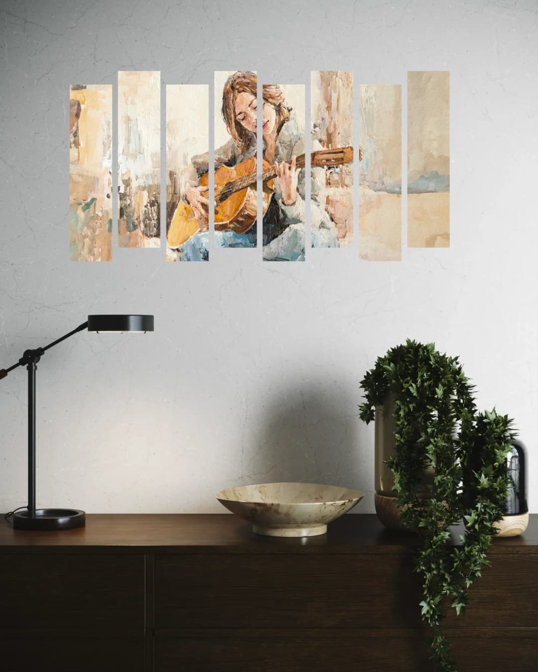 Smiling Guitar Player – 8 Panels Up & Down