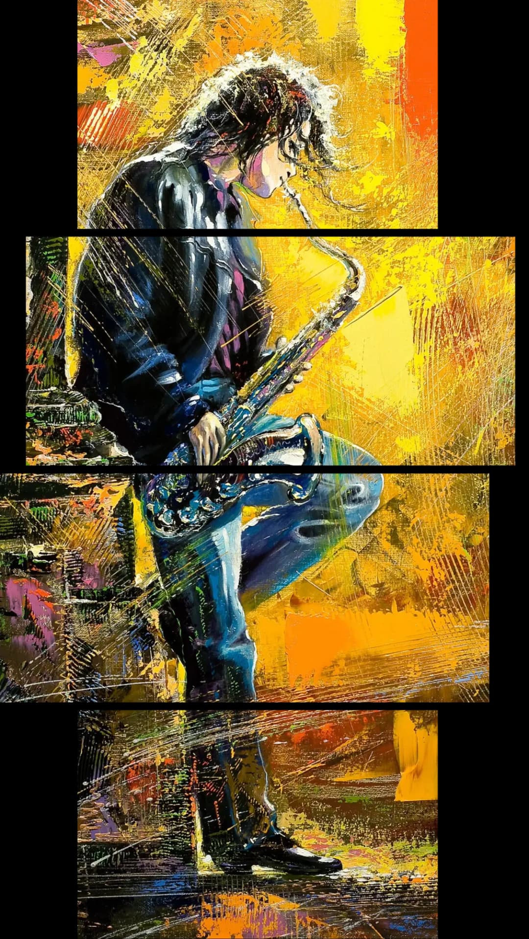 Soulful Saxophone Player – 4 Panels