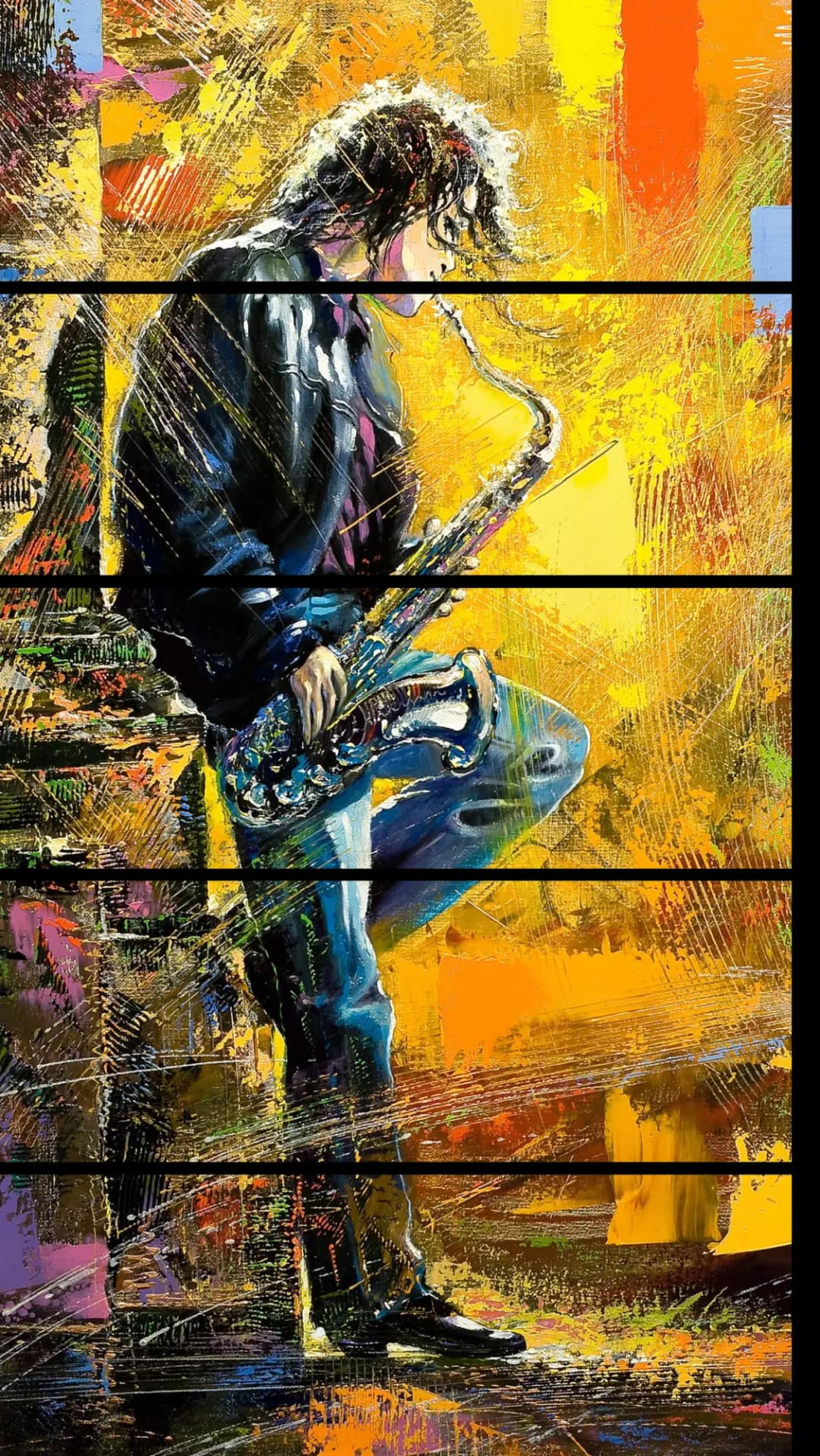 Soulful Saxophone Player – 5 Panels Straight
