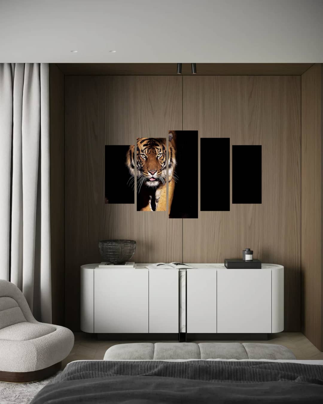 Stalking Bengal Tiger – 5 Panels Hierarchy