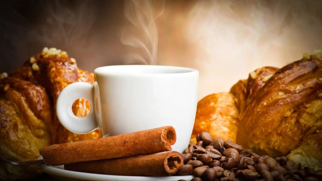 Steaming Coffee Croissants
