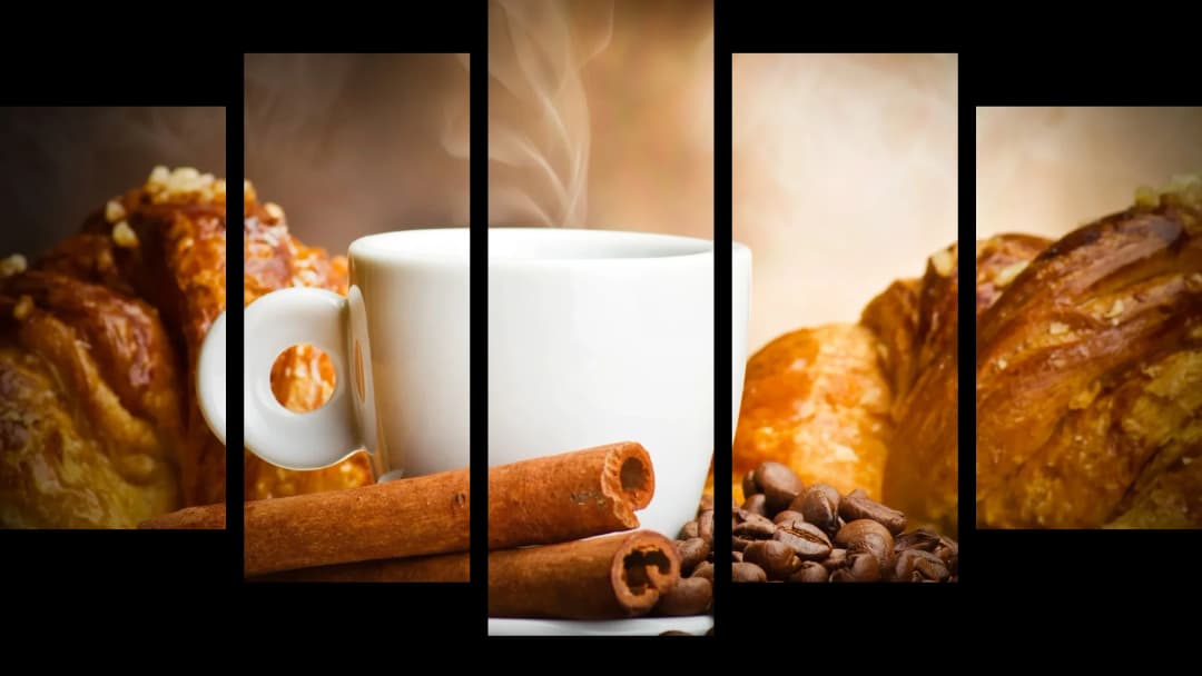 Steaming Coffee Croissants – 5 Panels Hierarchy