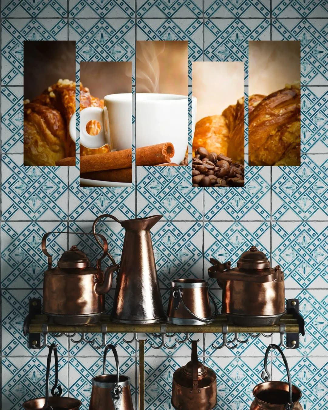 Steaming Coffee Croissants – 5 Panels Up & Down