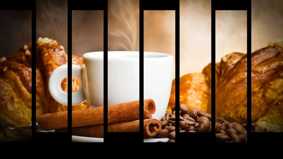 Steaming Coffee Croissants – 8 Panels Up & Down