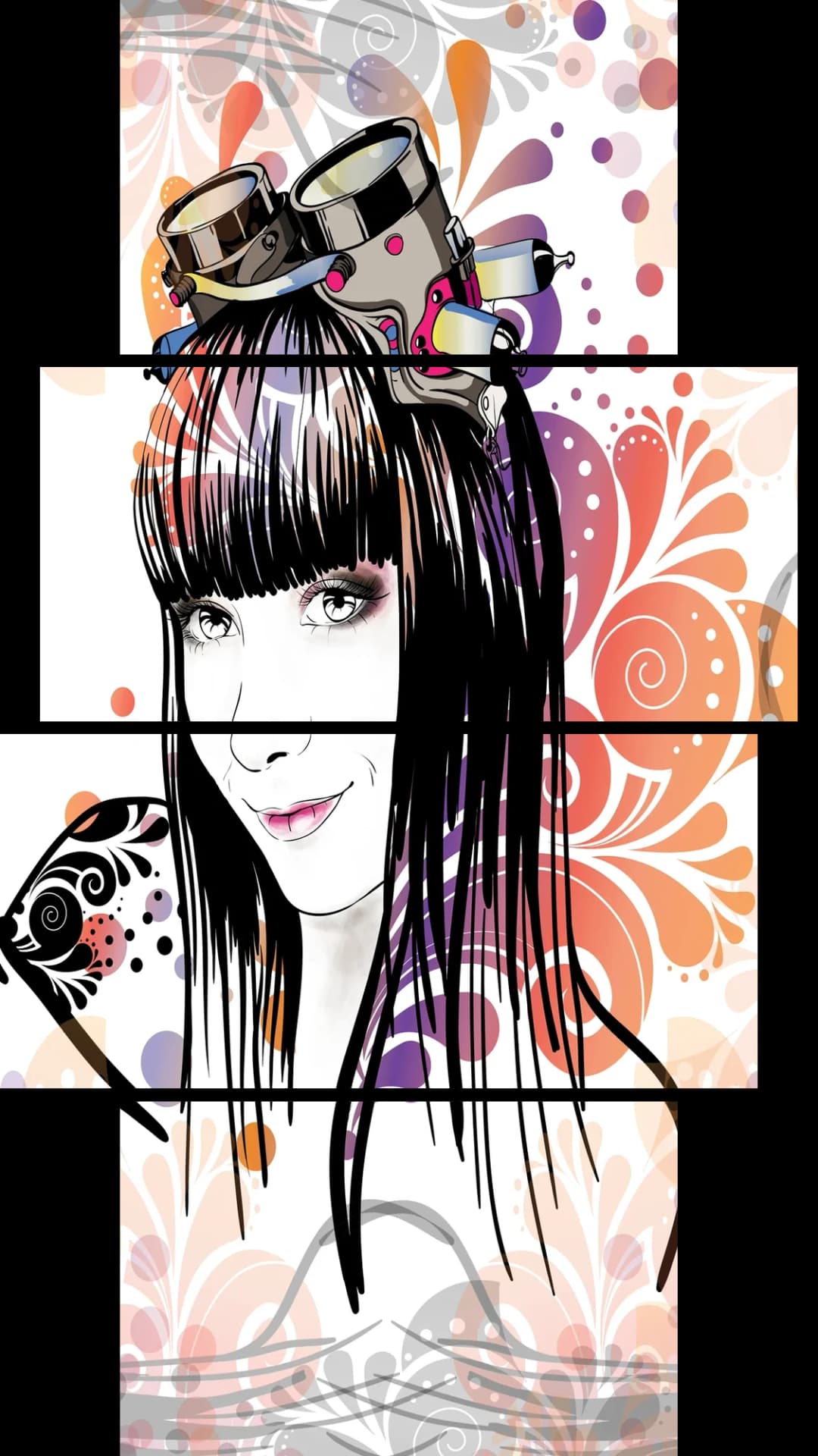 Steampunk Girl Art – 4 Panels
