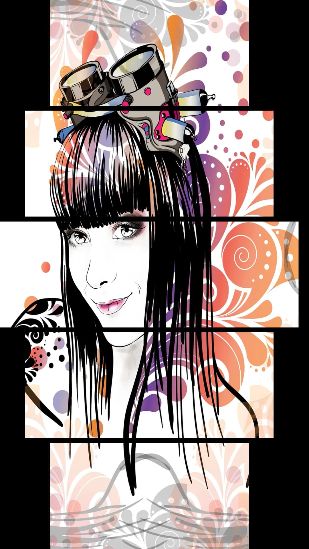 Steampunk Girl Art – 5 Panels Hierarchy