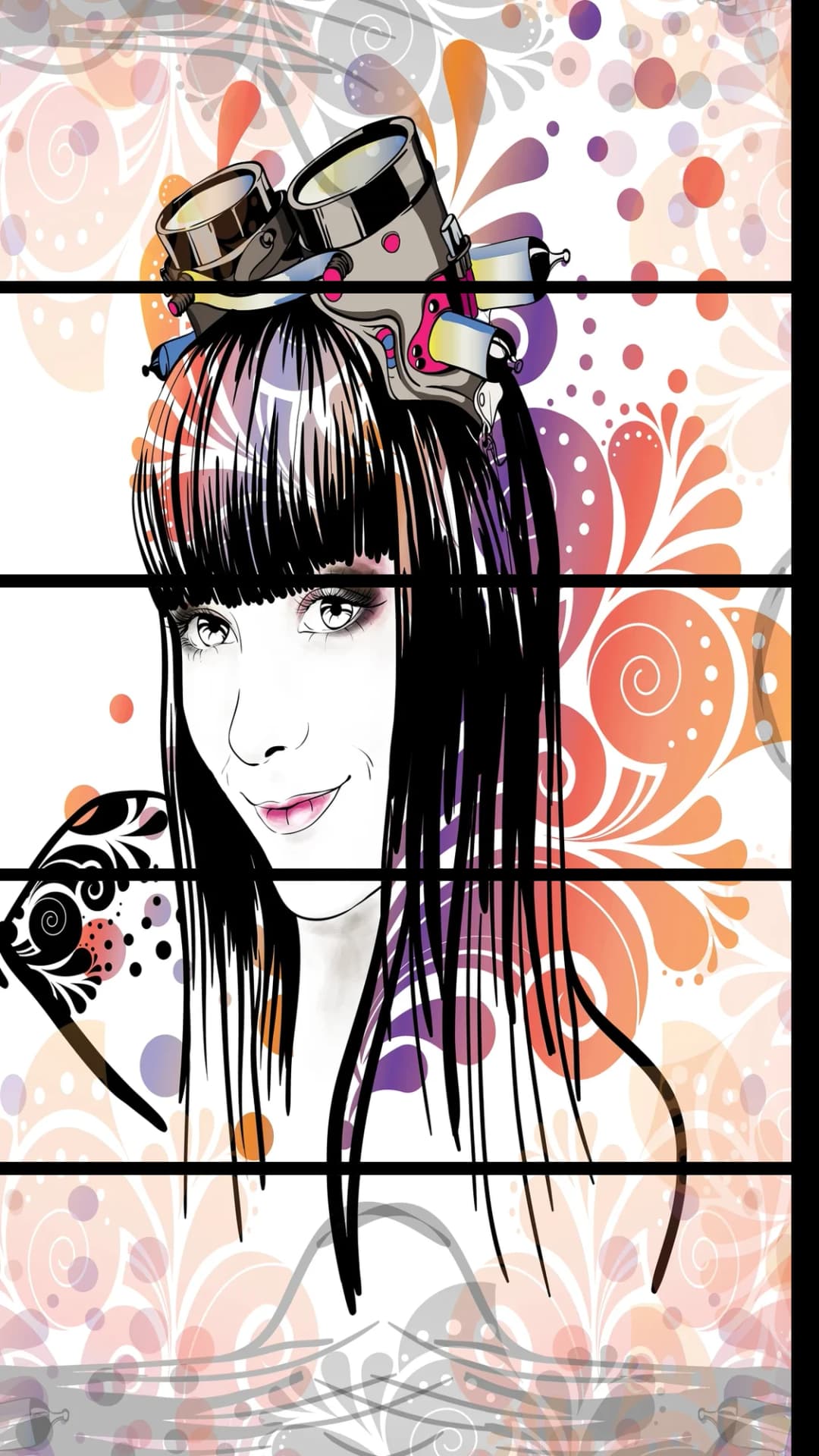 Steampunk Girl Art – 5 Panels Straight