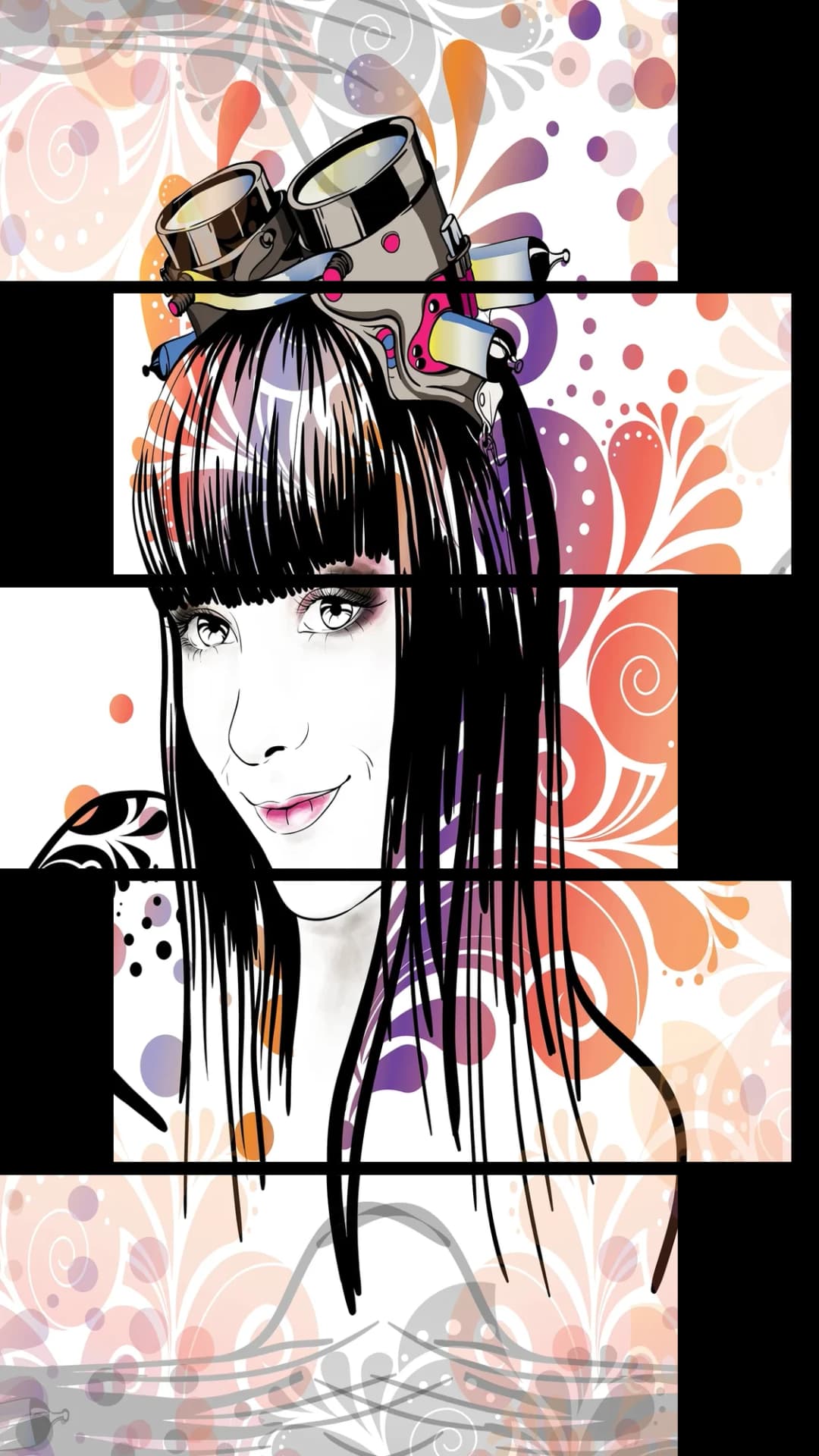 Steampunk Girl Art – 5 Panels Up & Down