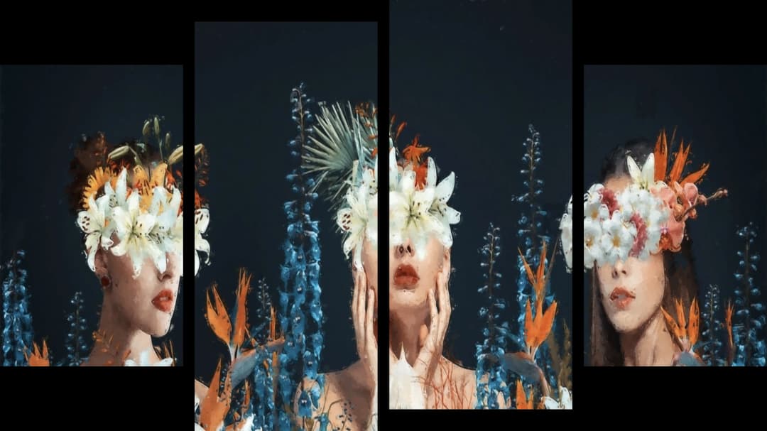 Three Floral Women – 4 Panels
