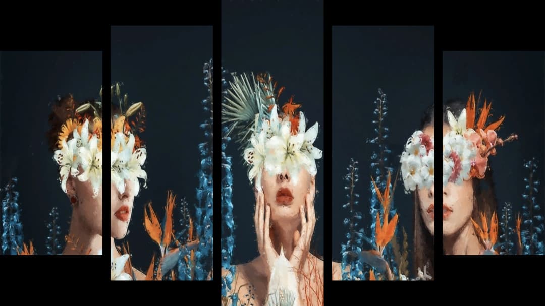 Three Floral Women – 5 Panels Hierarchy