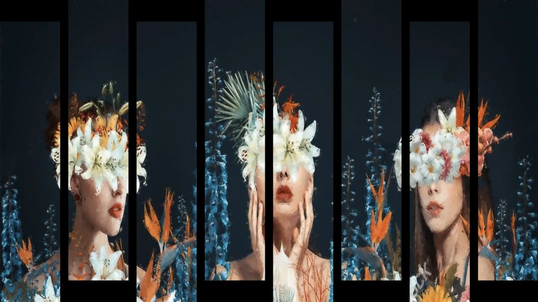 Three Floral Women – 8 Panels Up & Down