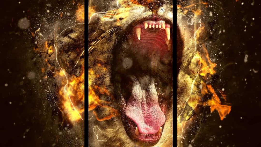Tiger in Flames – 3 Panels